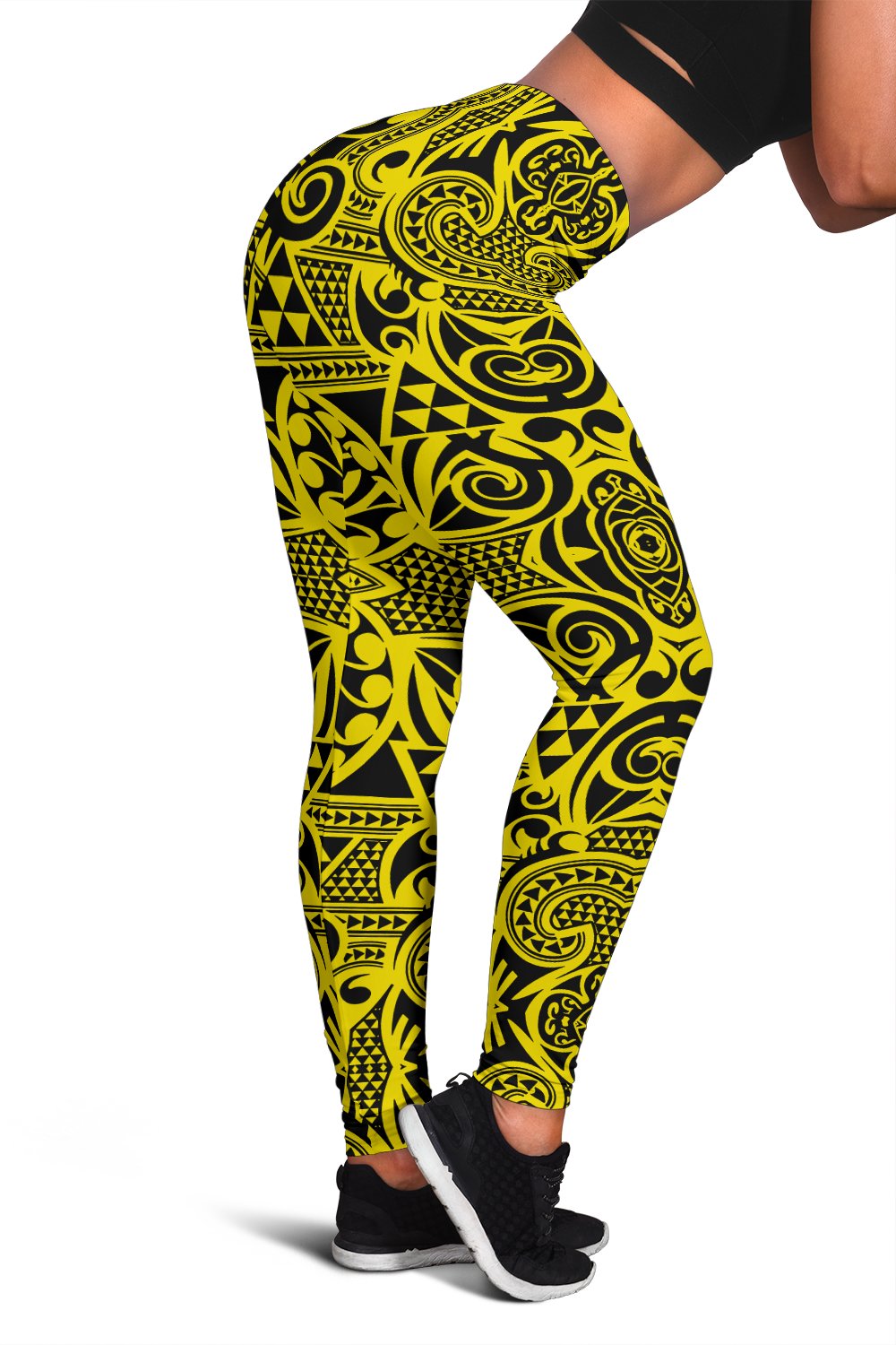 Polynesian Kakau Turtle Yellow Hawaii Women's Leggings AH