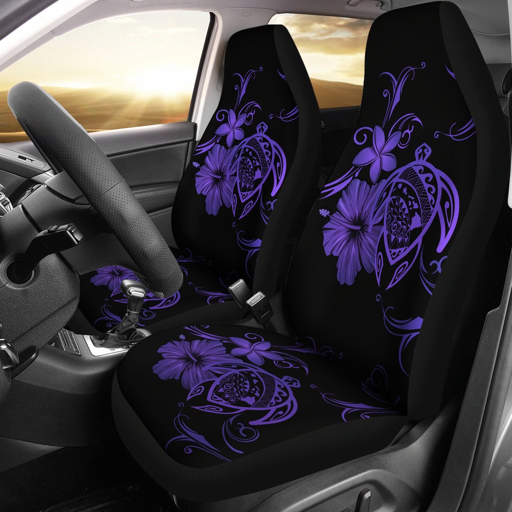 Hawaii Turtle Hibiscus Poly Purple Car Seat Covers