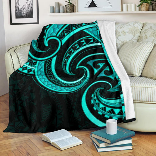 New Zealand Maori Mangopare Premium Blanket Polynesian Turquoise