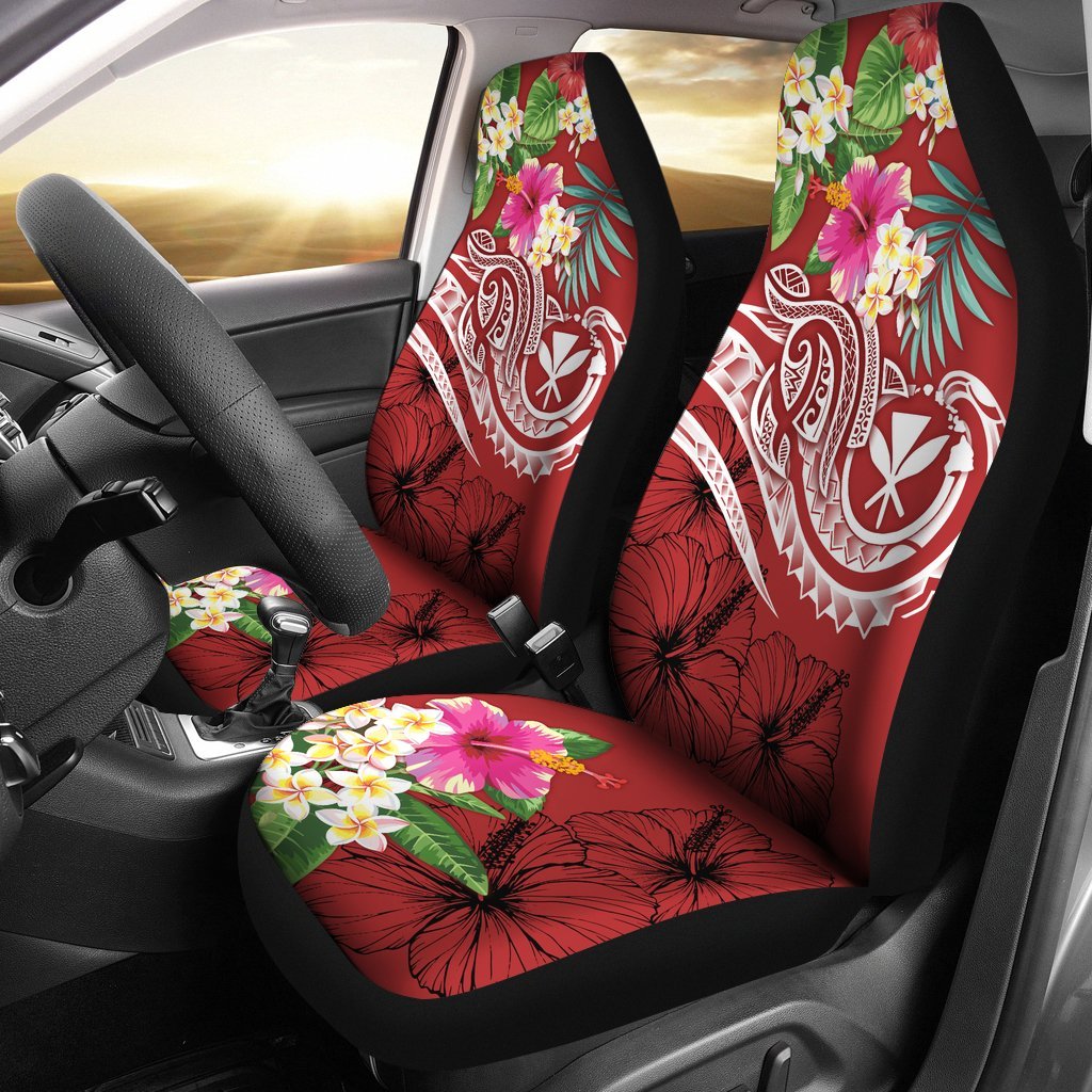 Polynesian Hawaii Kanaka Maoli Car Seat Covers Summer Plumeria (Red)