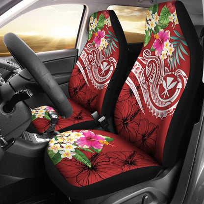 Polynesian Hawaii Kanaka Maoli Car Seat Covers Summer Plumeria (Red)