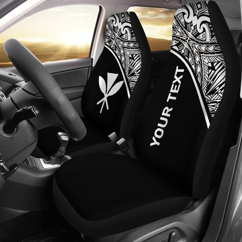 Hawaii Custom Personalised Car Seat Covers Kanaka Maoli Polynesian Curve Black