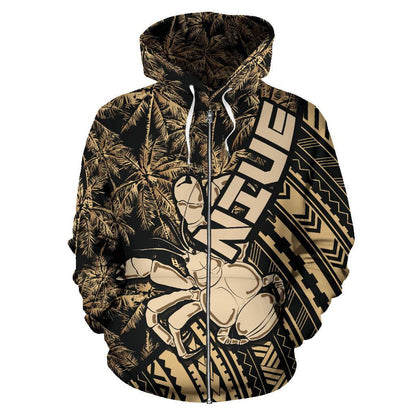 Niue Zip Up Hoodie Niue Uga Coconut Tree Golden A02