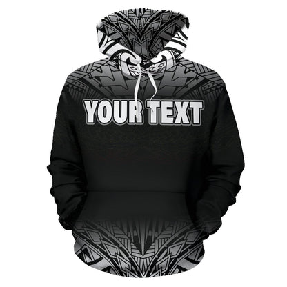 Custom Text American Samoa Hoodie All Over Print Personalised Hoodie Polynesian Black Fog