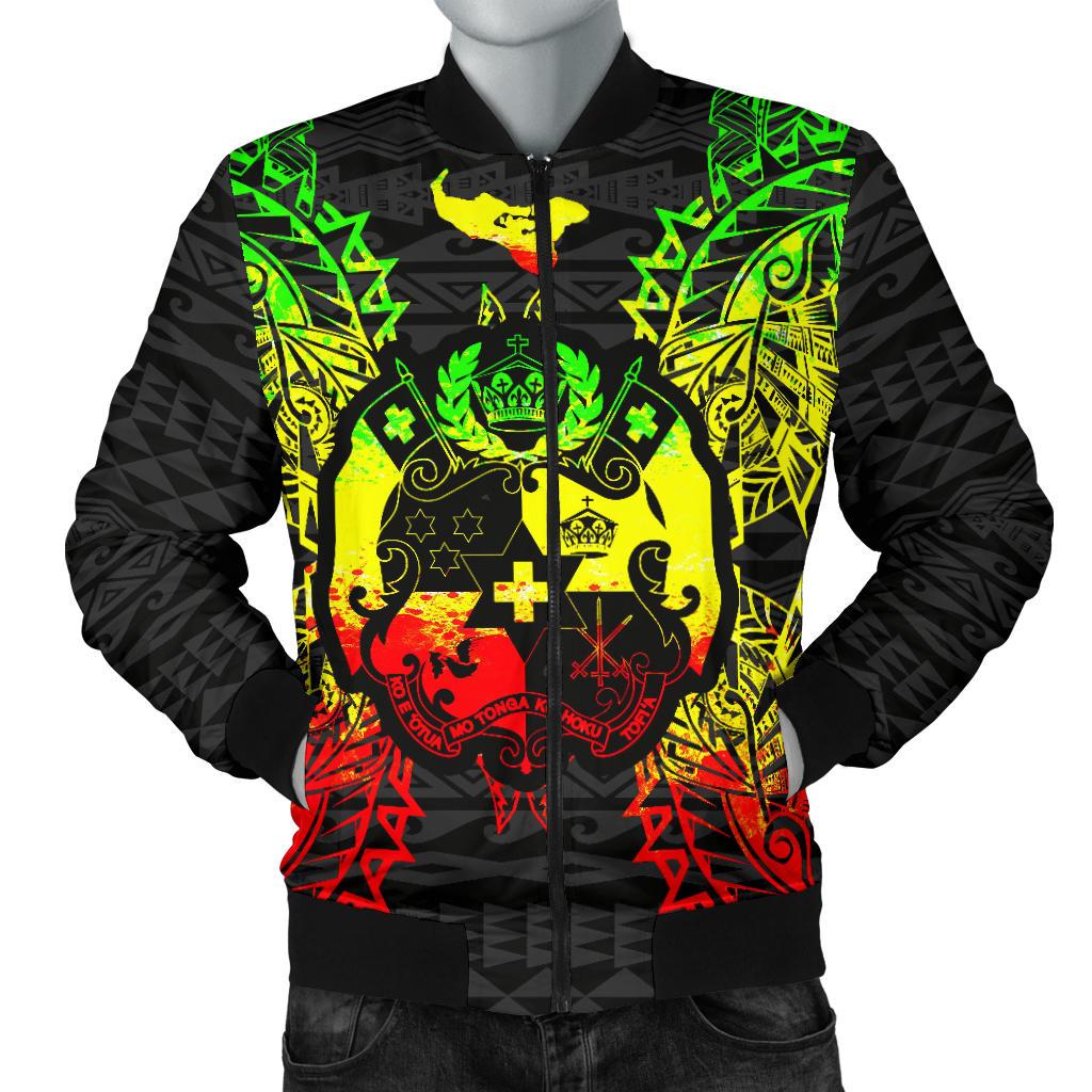 Tonga Polynesian Men's Bomber Jacket Map Reggae