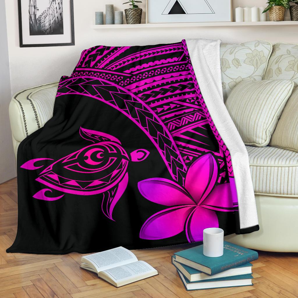 Hawaii Premium Blanket Hawaii Turtle Plumeria Pink