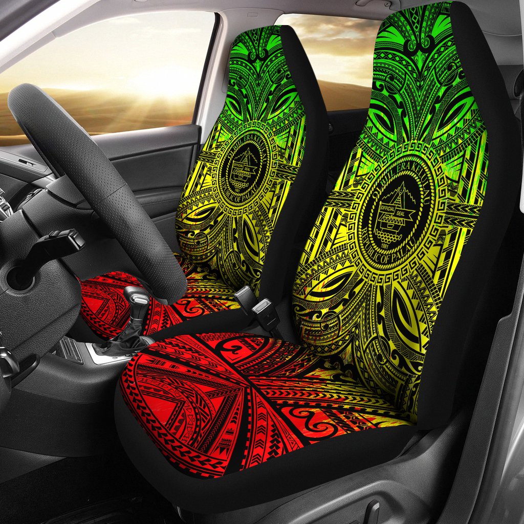 Palau Car Seat Cover Palau Coat Of Arms Polynesian Reggae Style