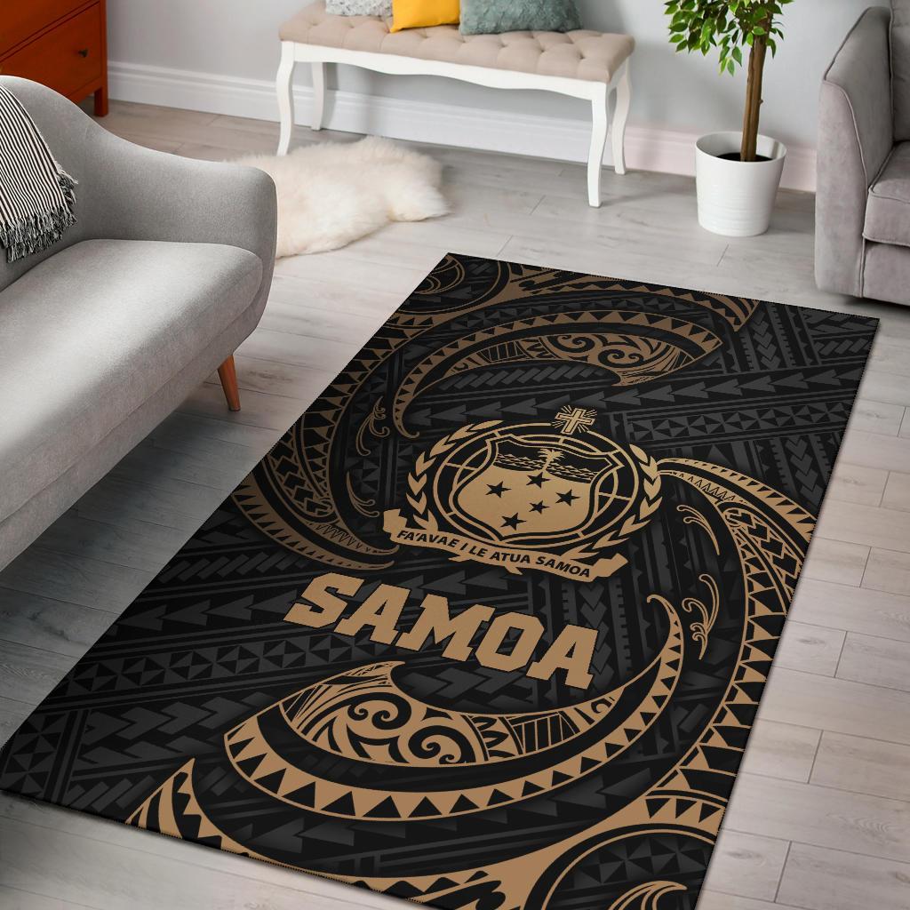 Samoa Polynesian Area Rug Gold Tribal Wave
