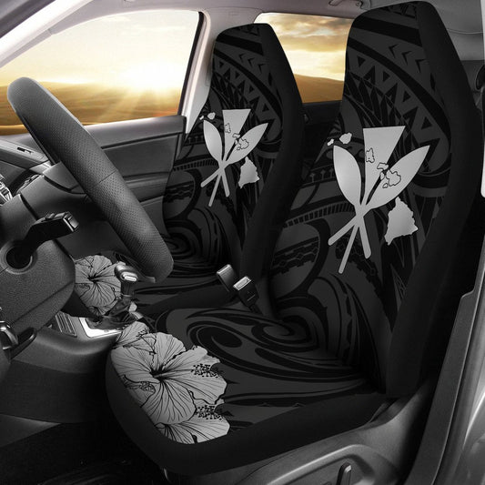 Hawaiian Kanaka Car Seat Covers Hibiscus Polynesian Love Gray