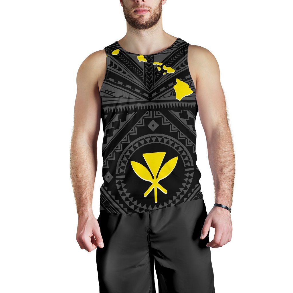 Hawaii Men's Tank Top Hawaii Kanaka Maoli And Map Black