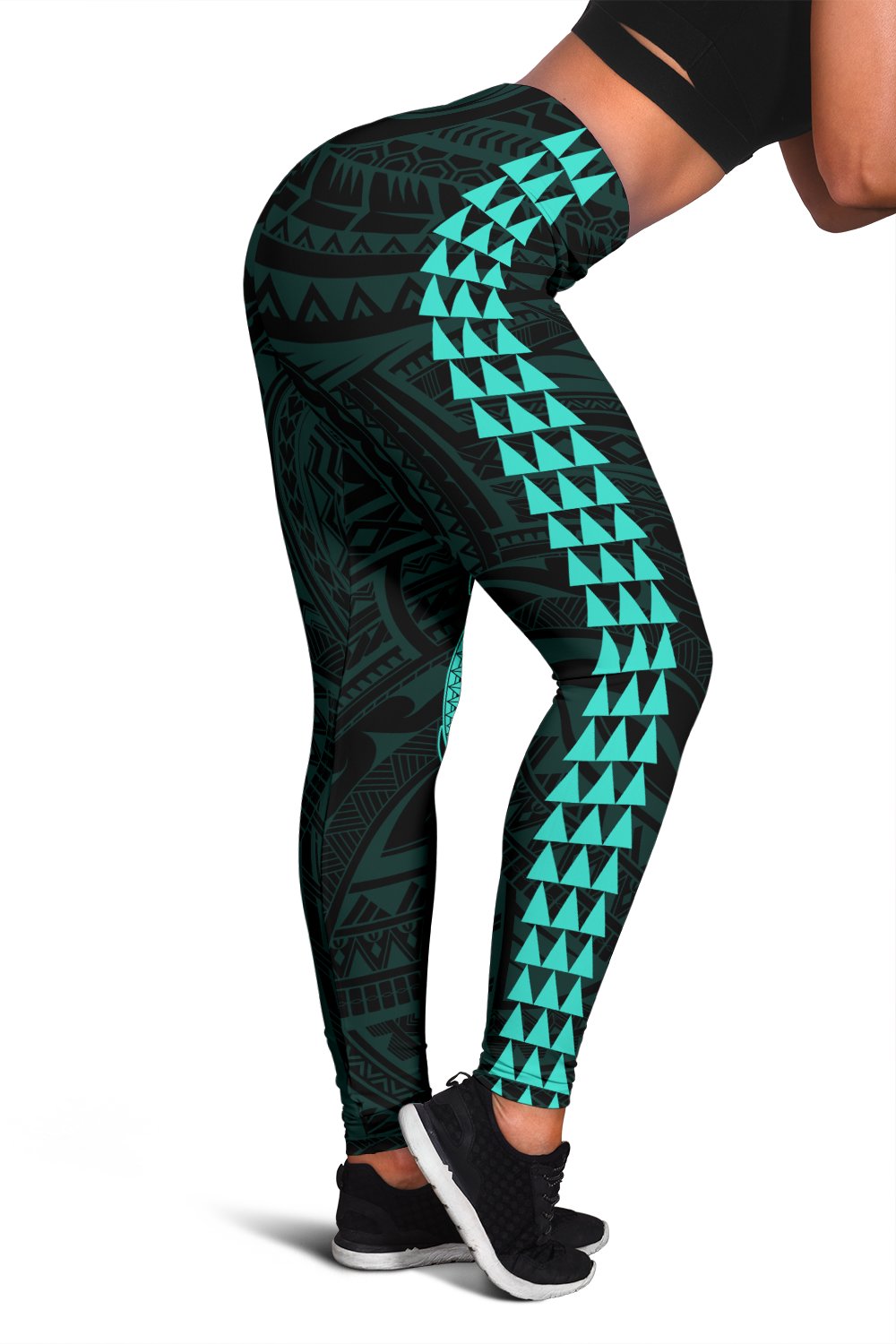 Hawaii Turtle Shark Polynesian Leggings - Turquoise