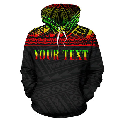 Custom Text Northern Mariana Islands Polynesian All Over Custom Personalised Hoodie Reggae Horizontal Style