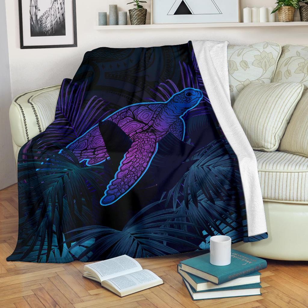 Hawaii Premium Blanket Hawaii Turtle And Palm Polynesian Retrospective