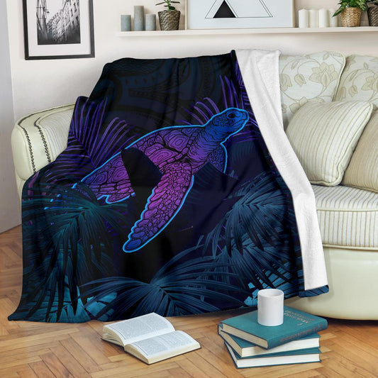 Hawaii Premium Blanket Hawaii Turtle And Palm Polynesian Retrospective
