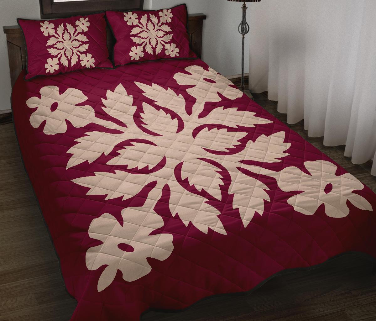 Hawaiian Quilt Bed Set Royal Pattern Pink B2 Style