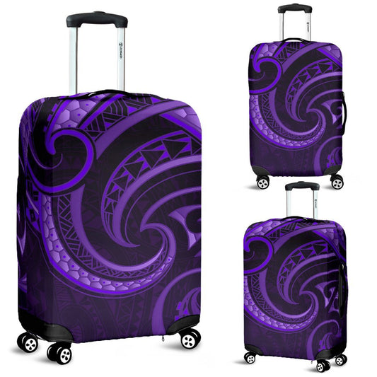 New Zealand Maori Mangopare Luggage Cover Polynesian Purple