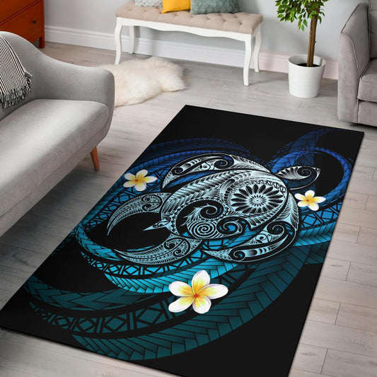 Hawaii Turtle Plumeria Polynesian Rug Mela Style