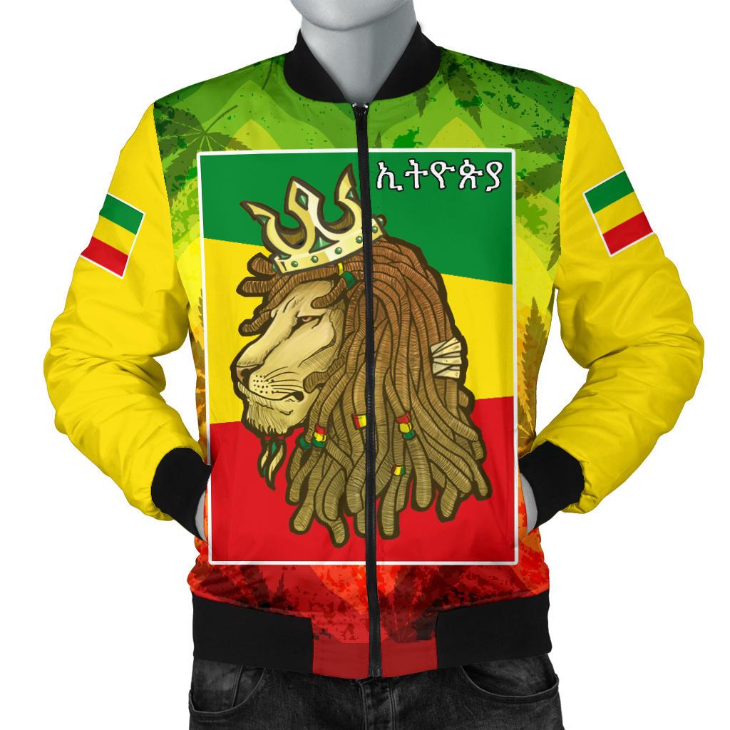 Ethiopia Bomber Jacket Rasta Lion King Flag Men