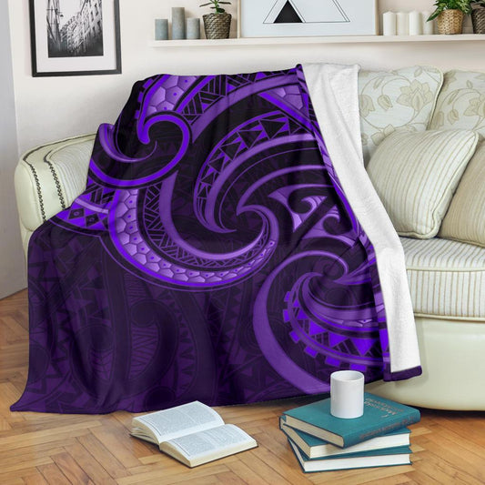 New Zealand Maori Mangopare Premium Blanket Polynesian Purple