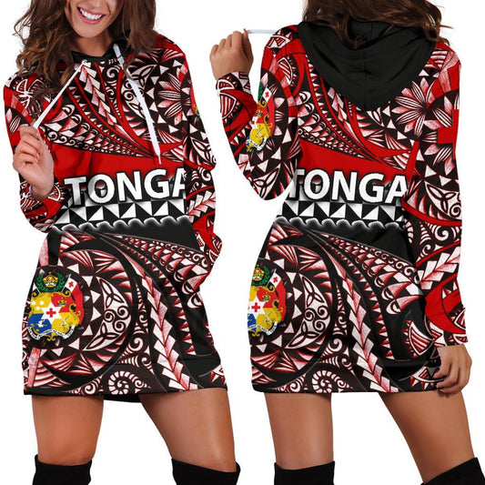 Tonga Hoodie Dress Polynesian Tattoo Tongan Tapa