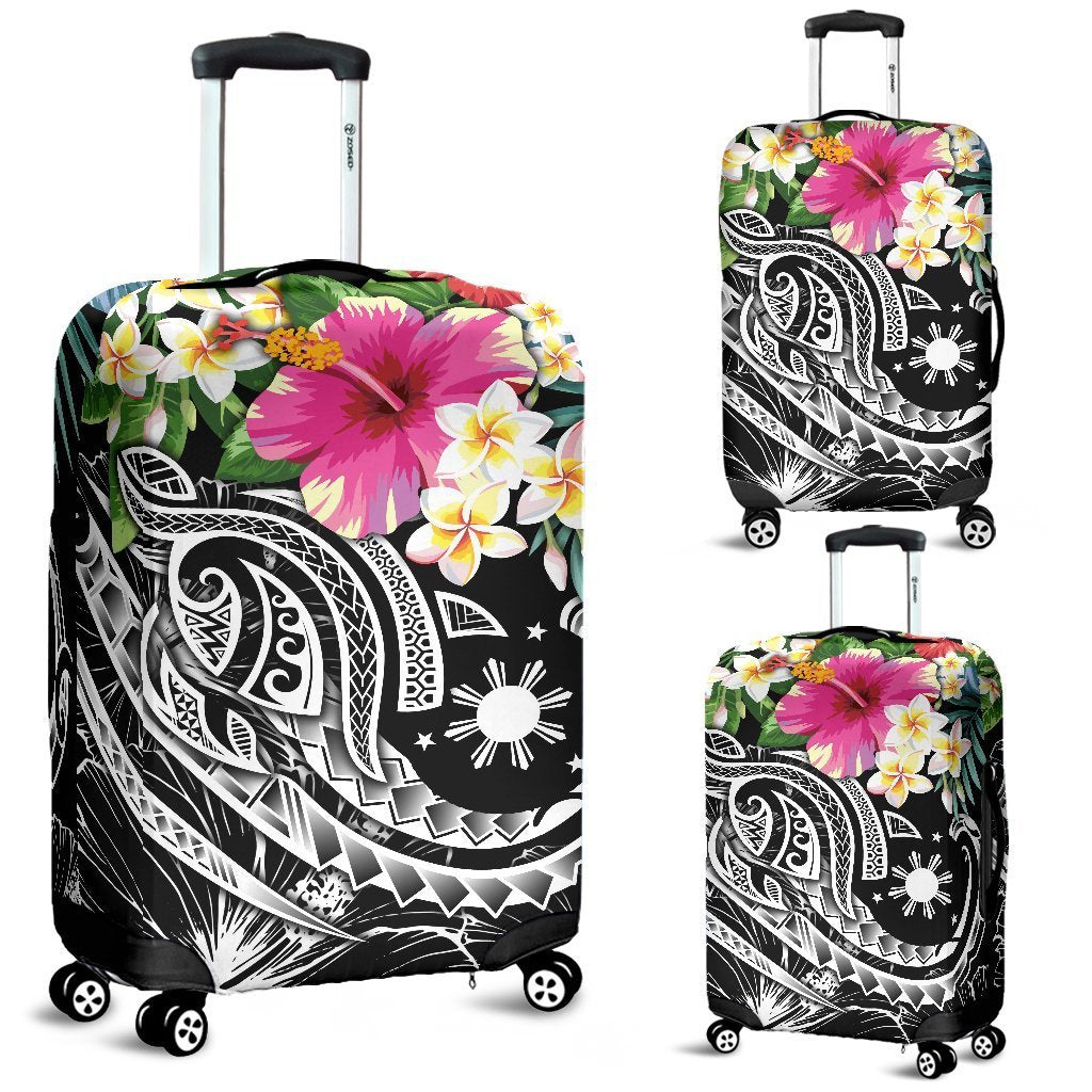 The Philippines Luggage Covers Summer Plumeria Black)