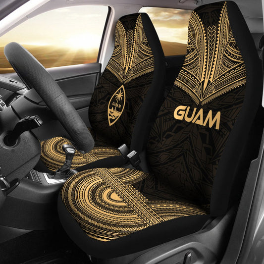 Guam Car Seat Cover Guam Coat Of Arms Polynesian Chief Tattoo Gold Version