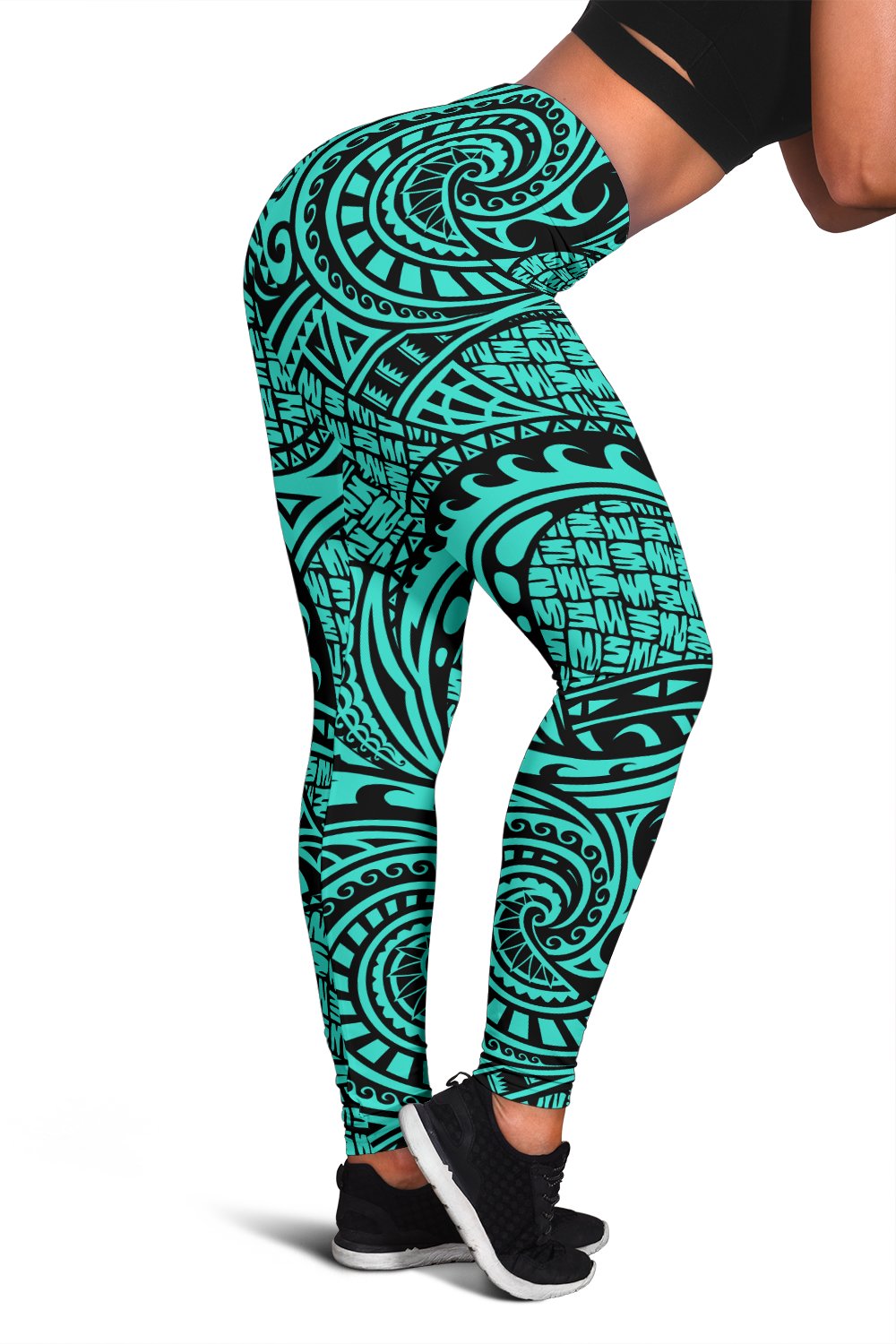 Polynesian Maori Lauhala Turquoise Hawaii Women's Leggings AH