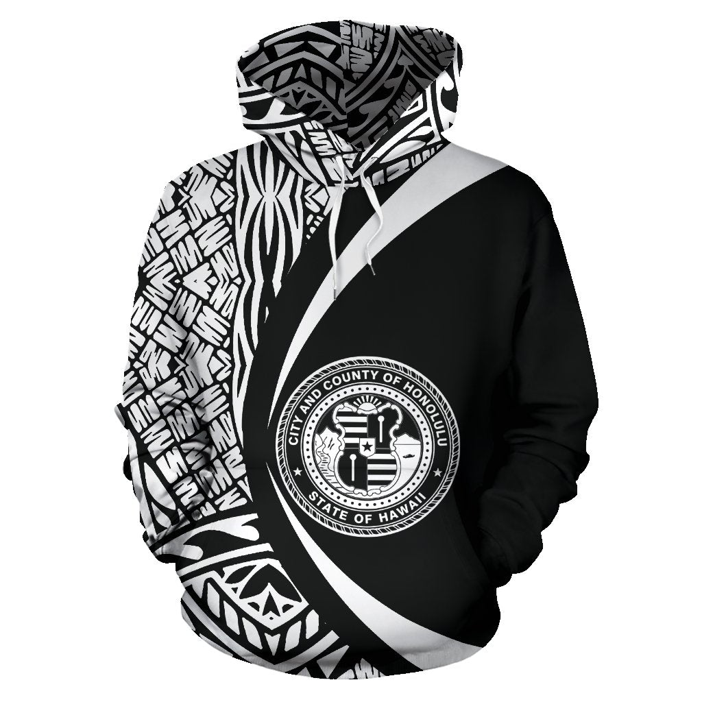 Honolulu Hawaii Polynesian Hoodie Circle Style White