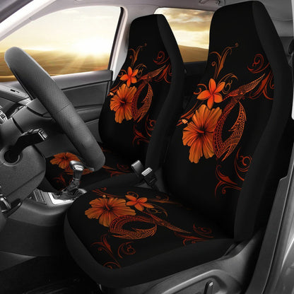 Hawaii Fish Hook Hibiscus Poly Orange Car Seat Covers