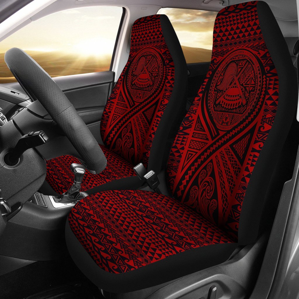 American Samoa Car Seat Cover American Samoa Seal Polynesian Tattoo Red