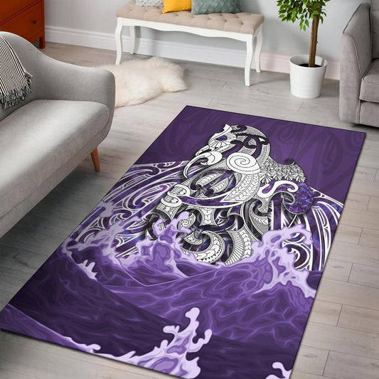 New Zealand Maori Manaia The Blue Sea Area Rug, Purple