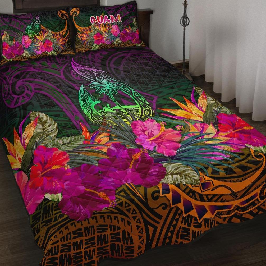 Guam Polynesian Quilt Bed Set Summer Hibiscus