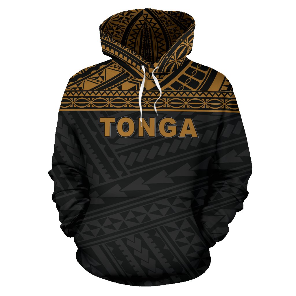 Tonga Polynesian All Over Hoodie Yellow Horizontal Style