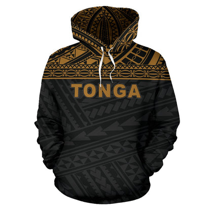 Tonga Polynesian All Over Hoodie Yellow Horizontal Style