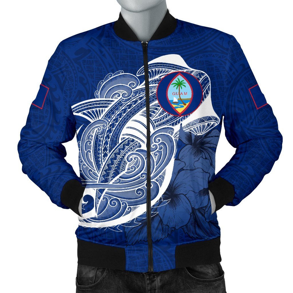 Guam Men's Bomber Jacket Shark Coat Of Arms