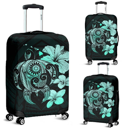 Hibiscus Plumeria Mix Polynesian Turquoise Turtle Luggage Covers