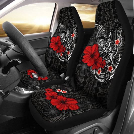 Polynesian Hawaii Car Seat Covers Humpback Whale with Hibiscus (White)