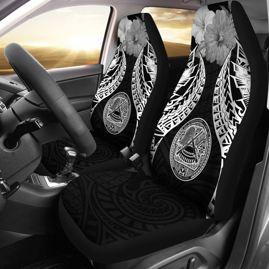 American Samoa Polynesian Car Seat Covers Pride Seal And Hibiscus Black