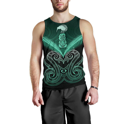 Maori Manaia New Zealand Men Tank Top Turquoise