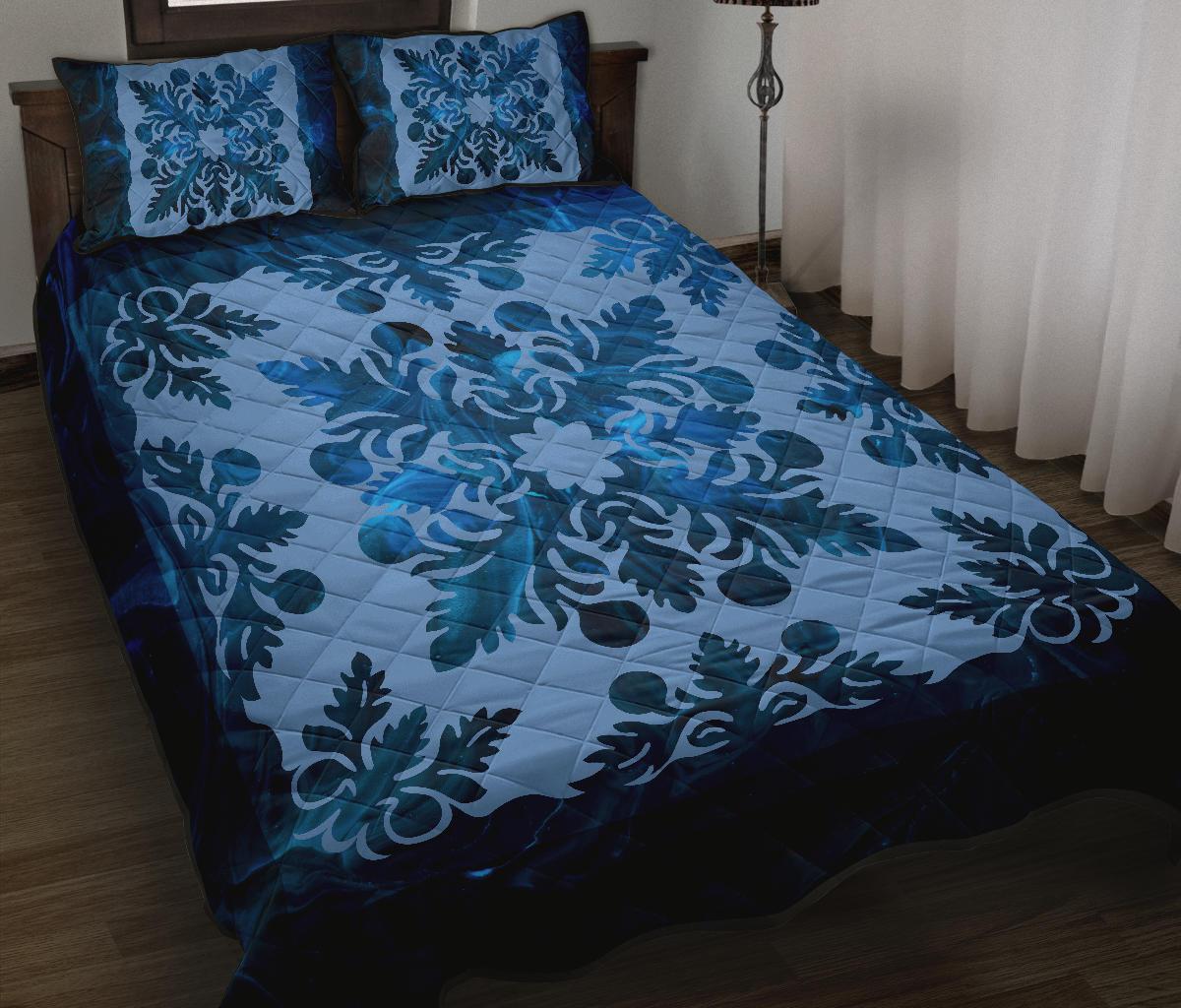 Hawaiian Quilt Double Breadfruit Quilt Bed Set AH