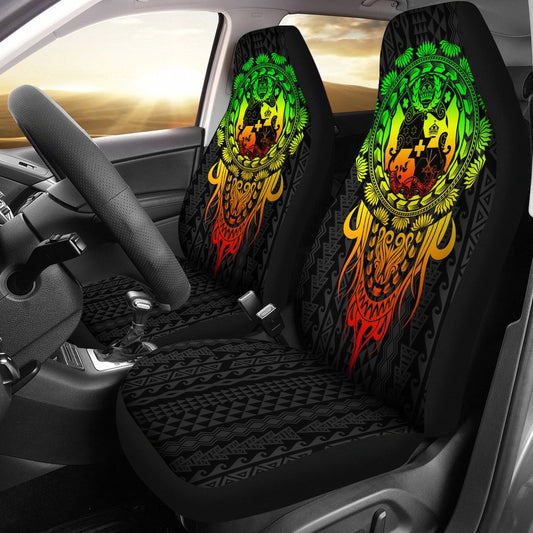 Tonga Polynesian Car Seat Covers Tattoo Pattern With Seal Reggae