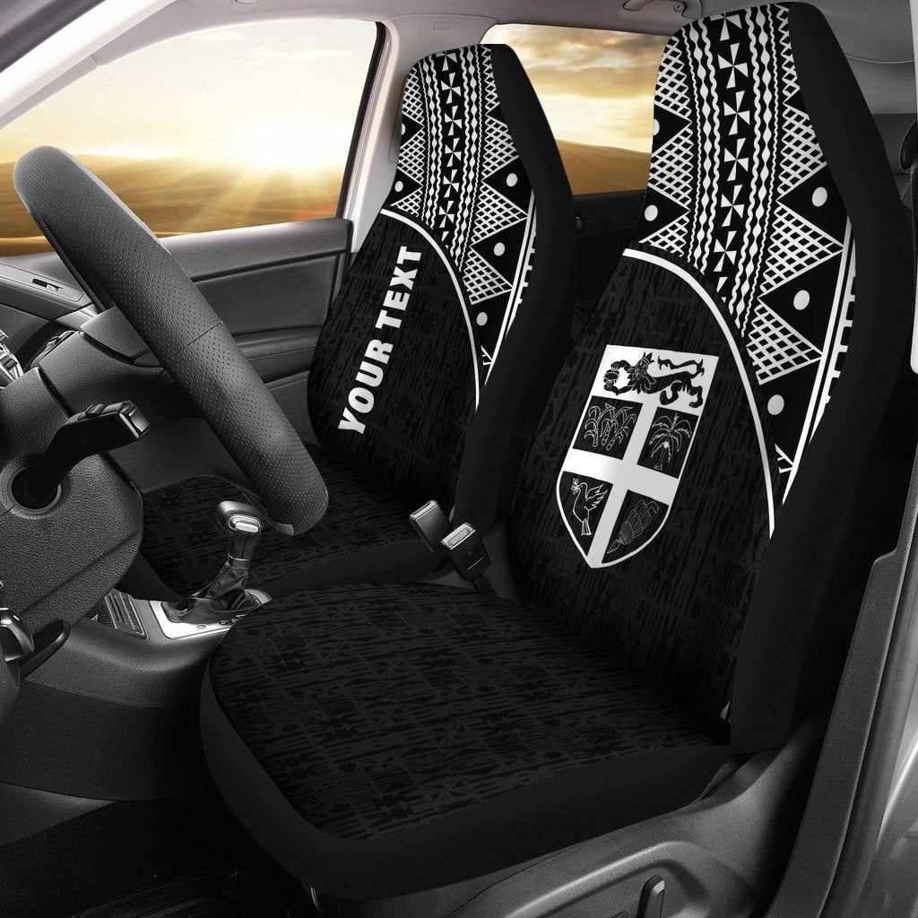 Fiji Tapa Custom Personalised Car Seat Covers Fiji FLag Polynesian Curve Black