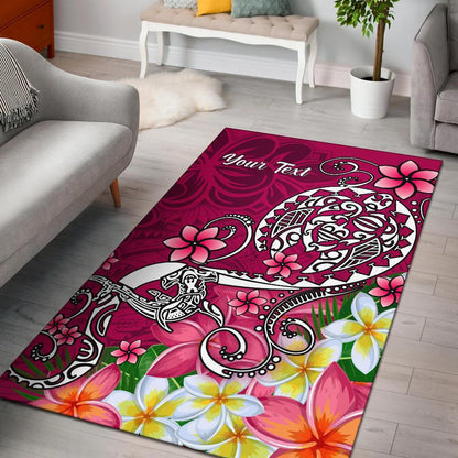 Samoa Custom Personalised Area Rug Turtle Plumeria (Pink)