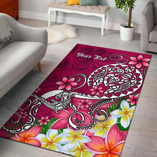 Samoa Custom Personalised Area Rug Turtle Plumeria (Pink)