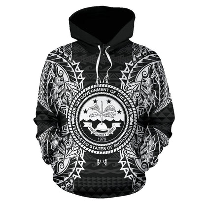 Federated States Of Micronesian ll Over Hoodie Map Black