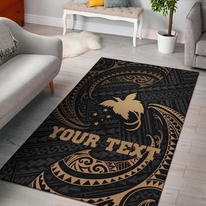 Papua New Guinea Polynesian Custom Personalised Area Rug Gold Tribal Wave