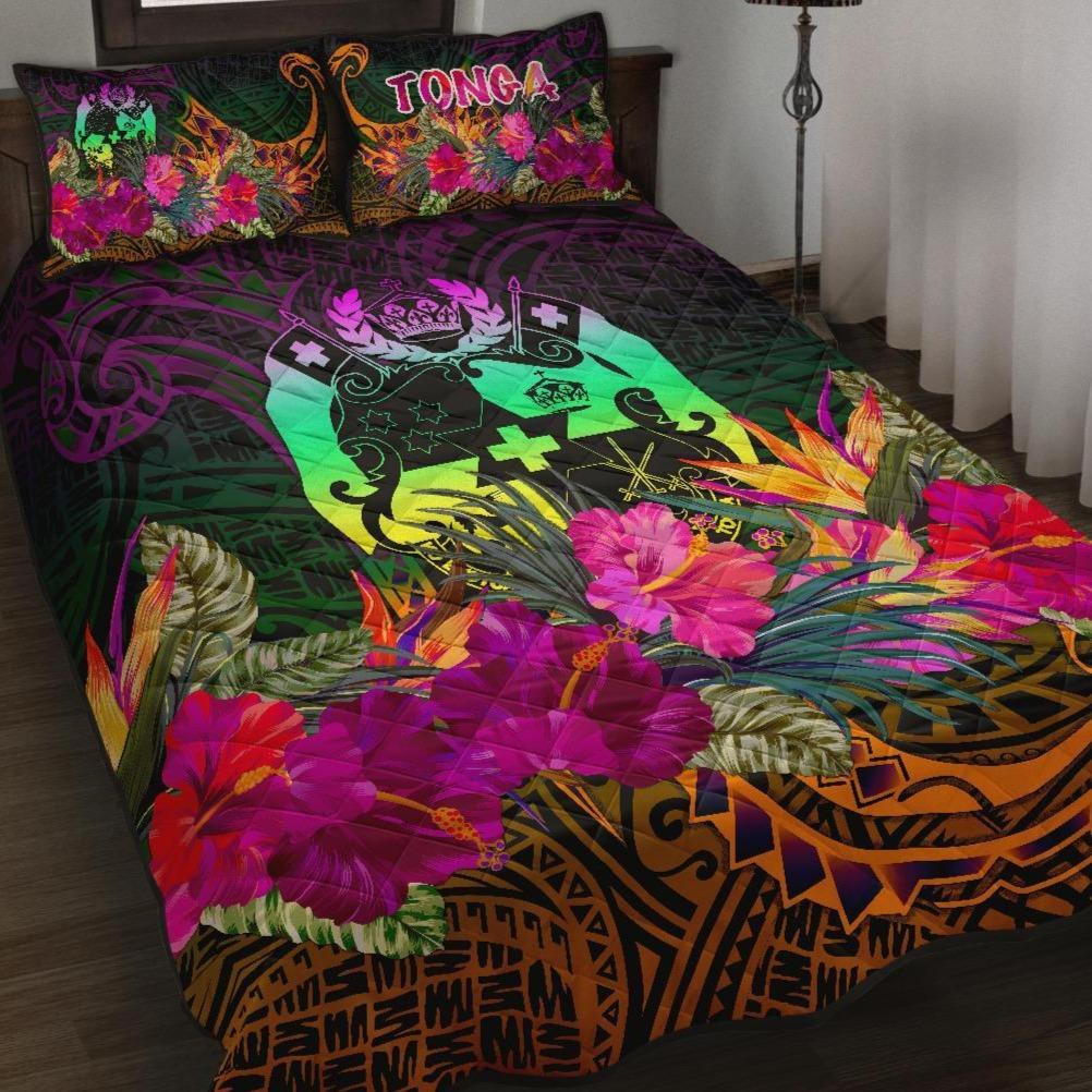 Tonga Polynesian Quilt Bed Set Summer Hibiscus