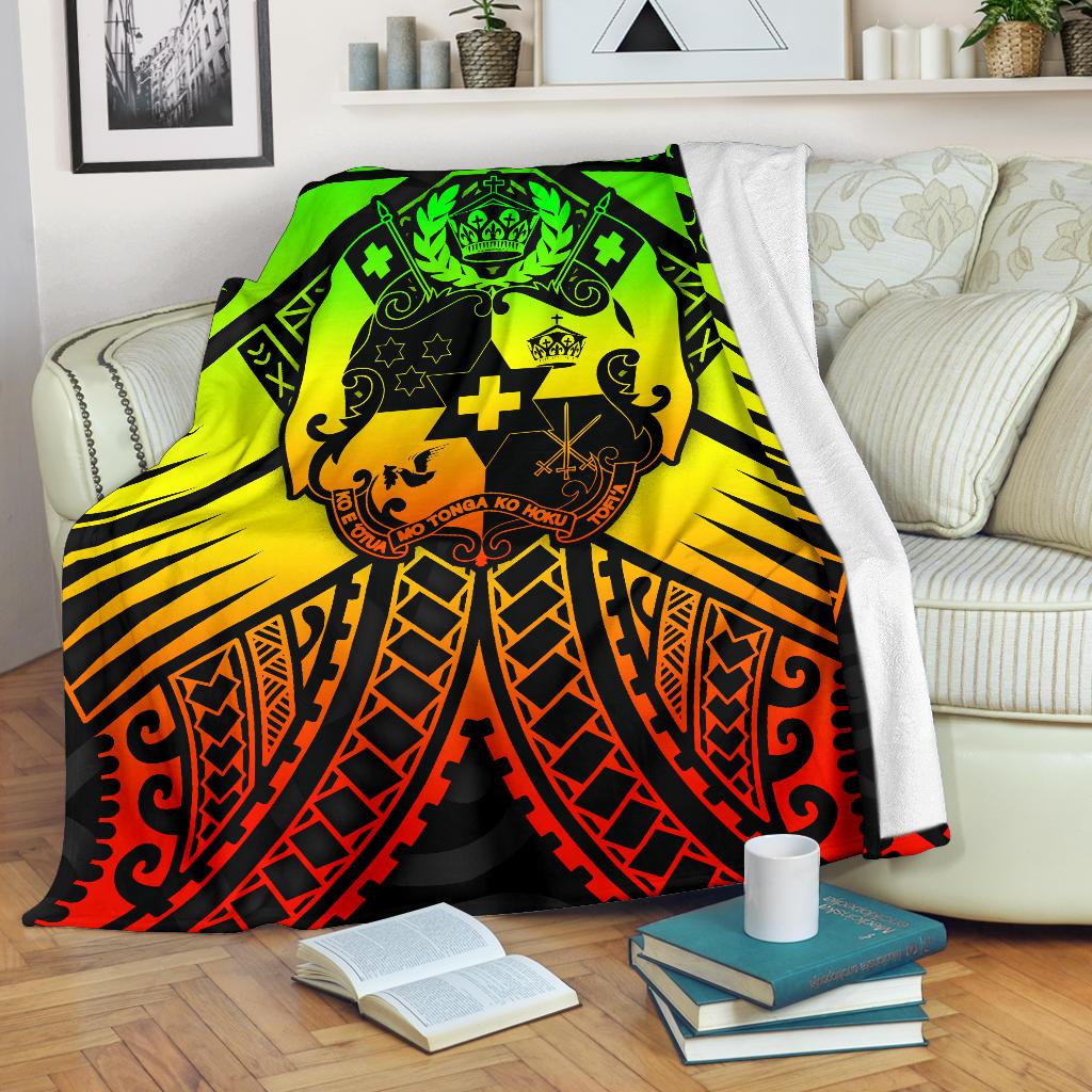 Tonga Polynesian Premium Blanket Tonga Reggae Seal with Polynesian tattoo