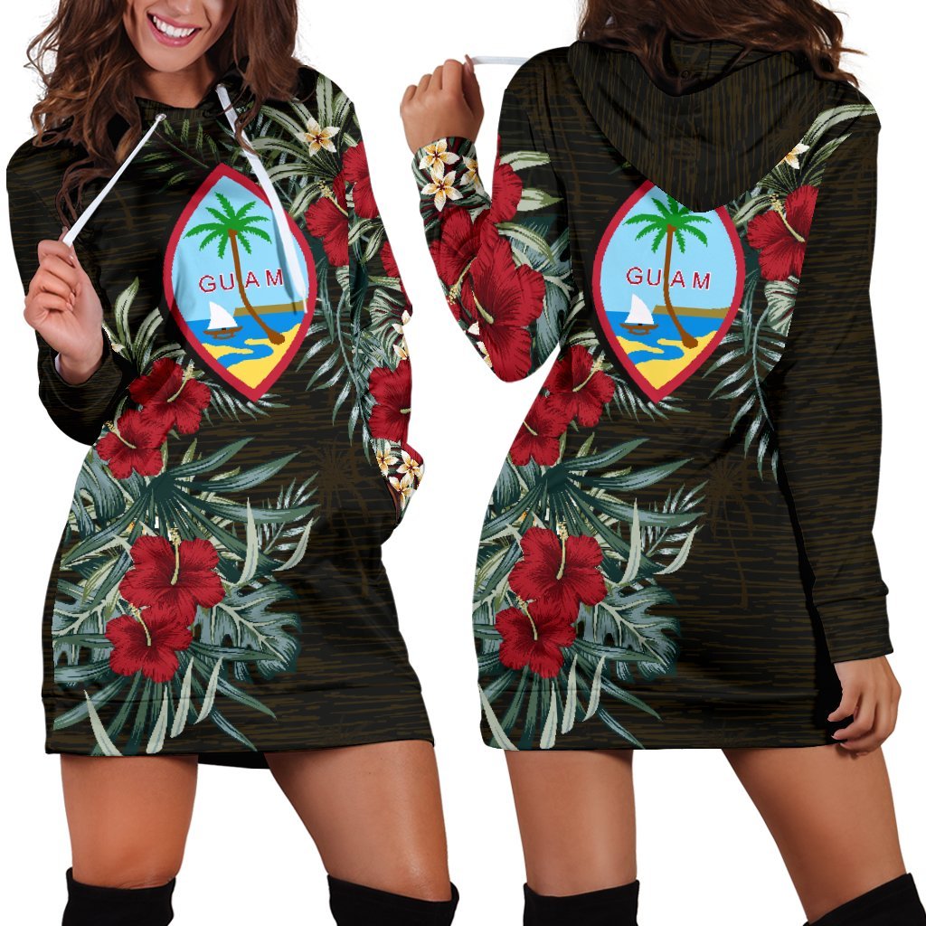 Guam Hoodie Dress Guam Flag Hibiscus