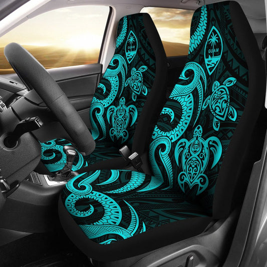 Guam Polynesian Car Seat Covers Turquoise Tentacle Turtle